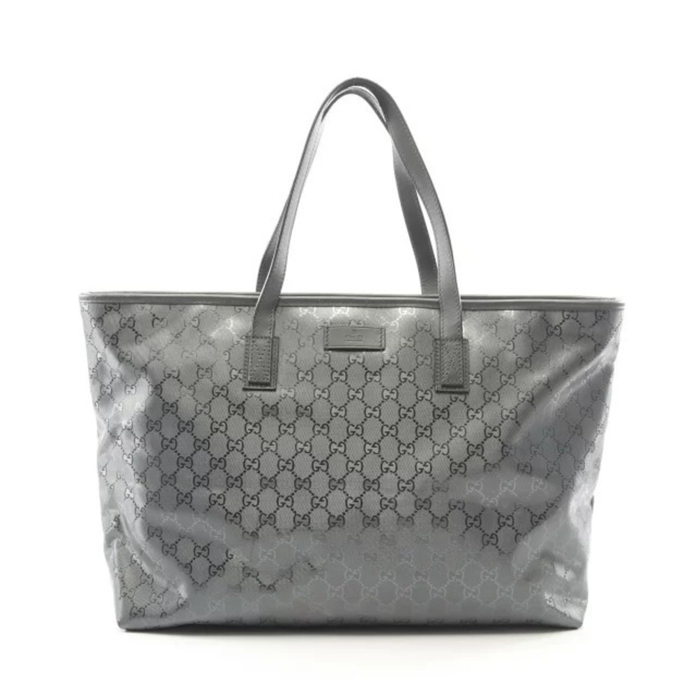 Gucci GG Imprime Tote Bag Canvas Leather Gray
